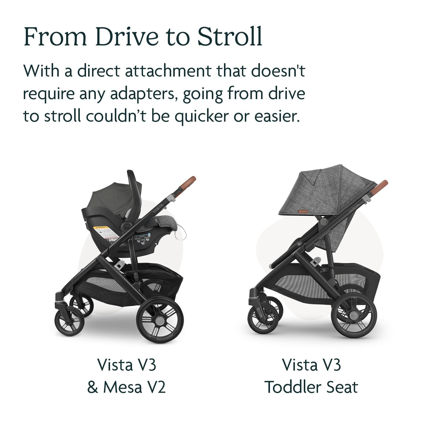 Vista V3 Stroller & Mesa V2 Infant Car Seat Travel System Combo Greyson Charcoal Mélange Zevon