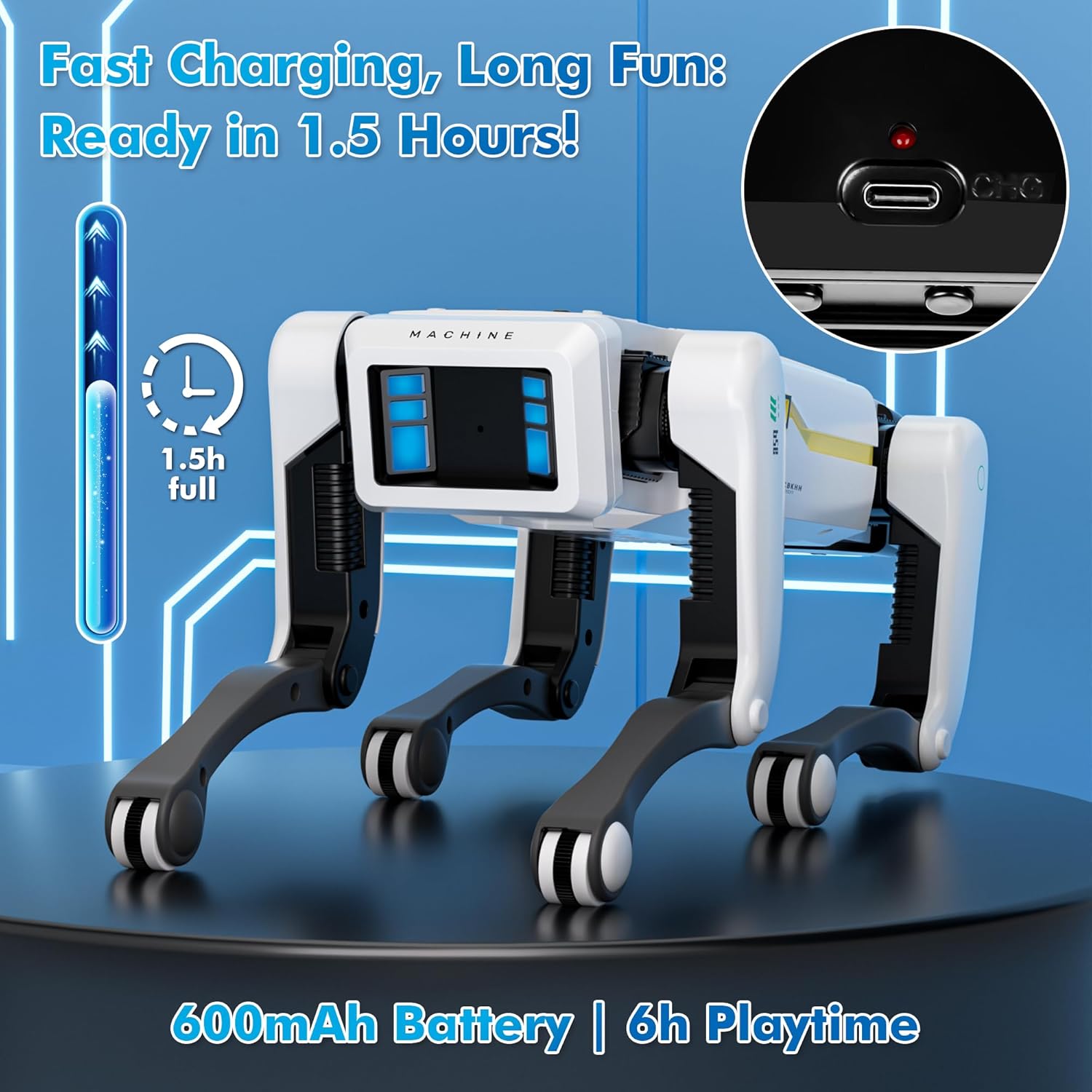 Dingdongwu Smart Robot Dog Interactive STEM Pet with Voice Control 30+ Actions & APP Programming Zevon