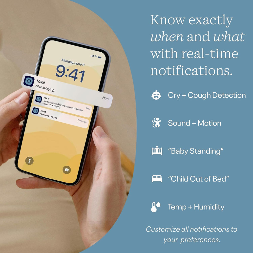Nanit Smart Baby Monitor System with Floor Stand & 8" Display Screen Crystal-Clear Video Real-Time Notifications & Sleep Insights Zevon
