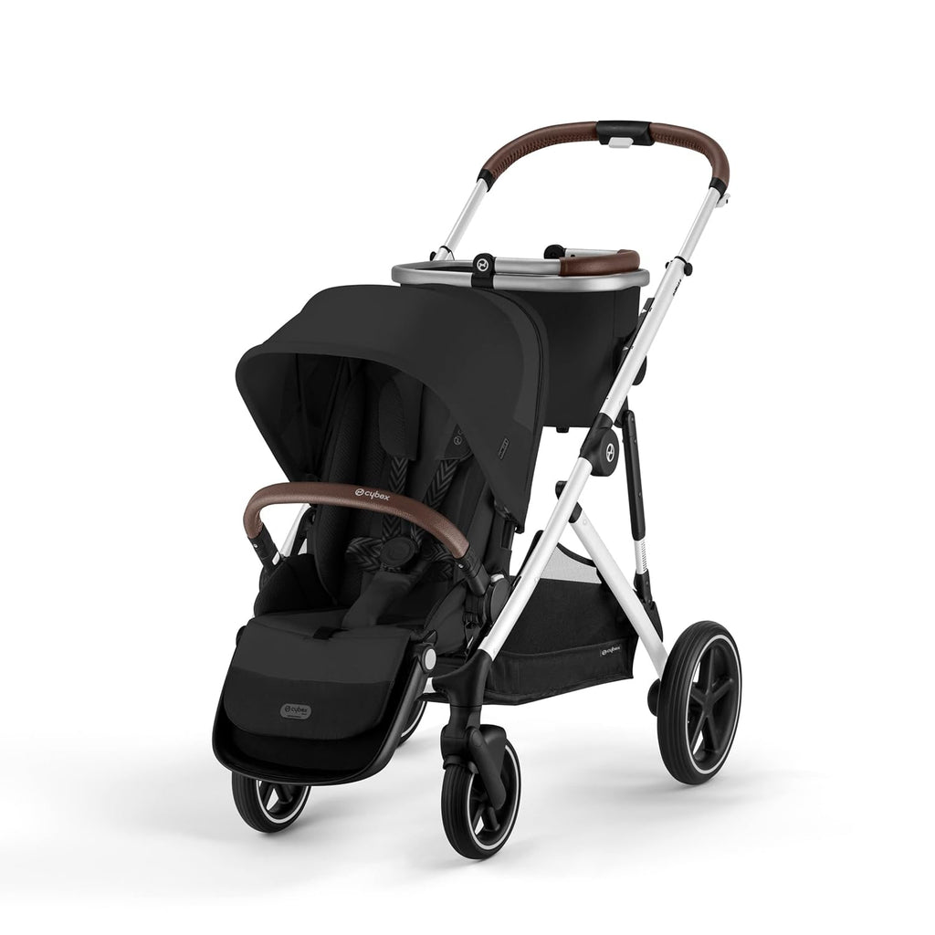 Cybex Gazelle S All-in-One Toddler and Baby Stroller with Over 20 Modular Configurations Near-Flat Recline Moon Black Silver Frame Zevon