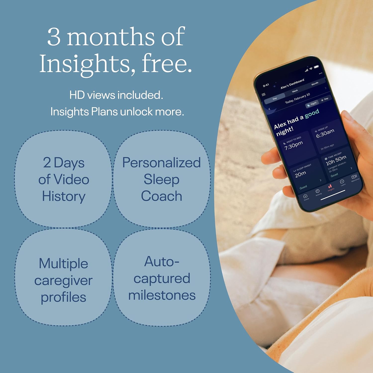 Nanit Smart Baby Monitor System with Floor Stand & 8" Display Screen Crystal-Clear Video Real-Time Notifications & Sleep Insights Zevon