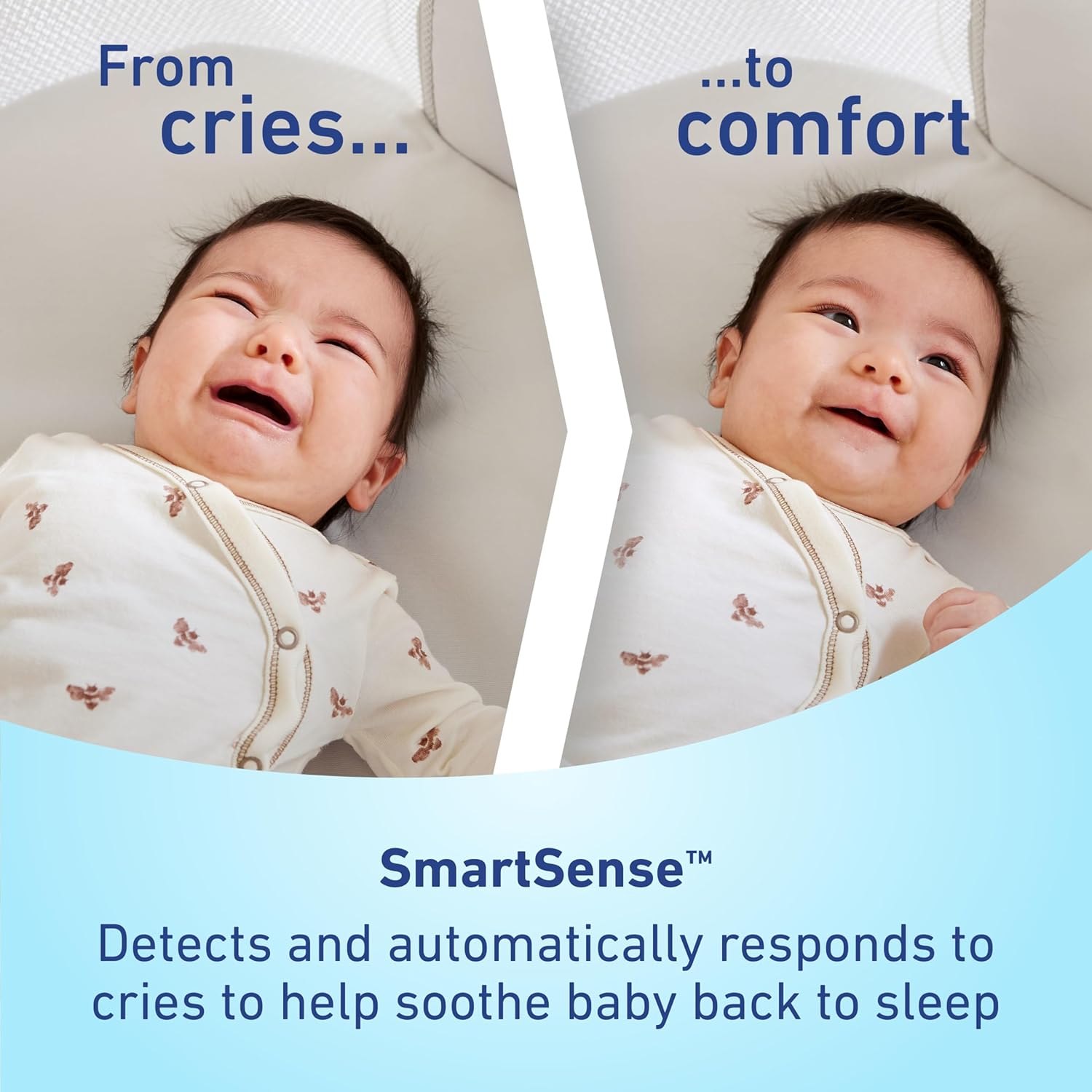 Graco SmartSense Soothing Baby Bassinet Automatically Detects and Responds to Cries for Newborns Up to 6 Months Zevon