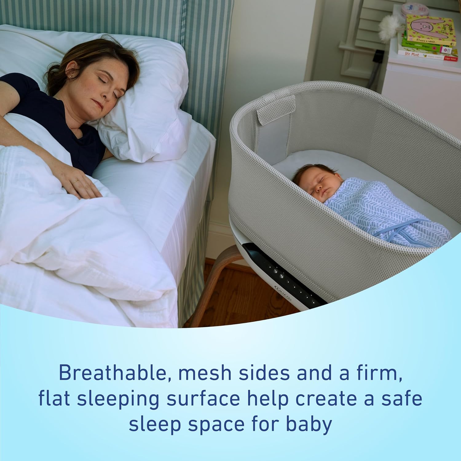Graco SmartSense Soothing Baby Bassinet Automatically Detects and Responds to Cries for Newborns Up to 6 Months Zevon