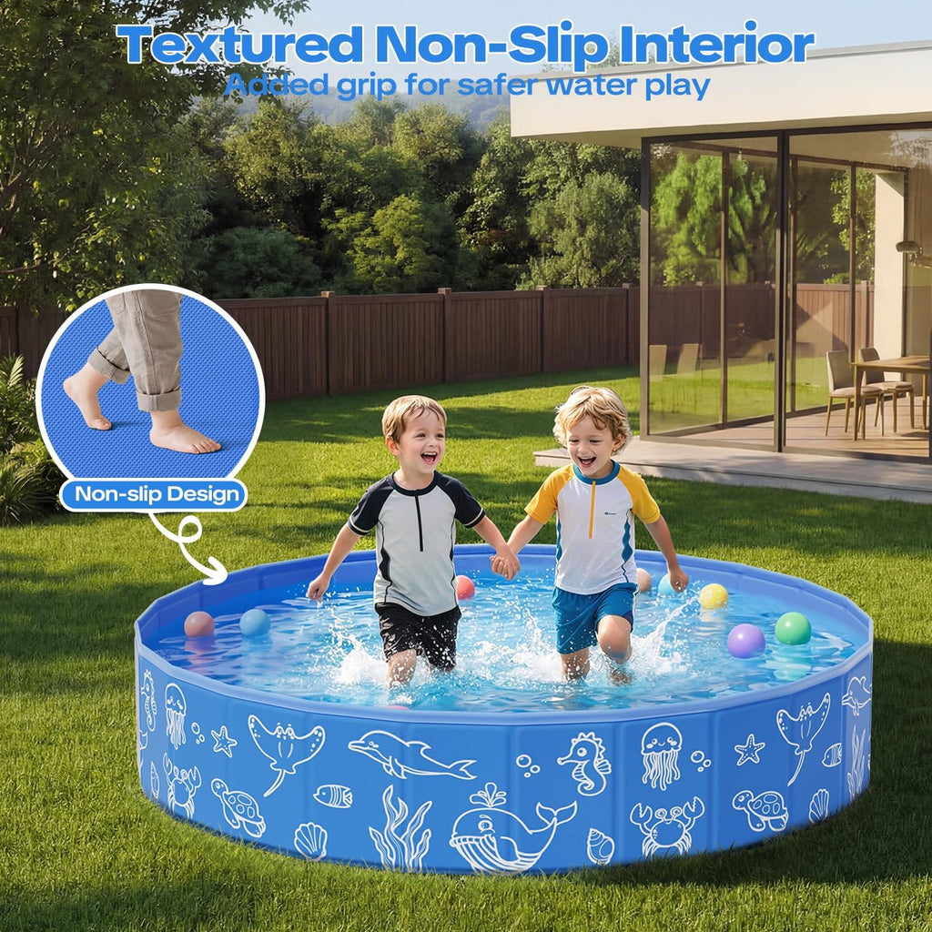 Foldable Kiddie Pool with Detachable UPF 50+ Canopy 47" Portable Non-Slip Kids and Dog Swimming Pool for Backyard Outdoor Play Zevon
