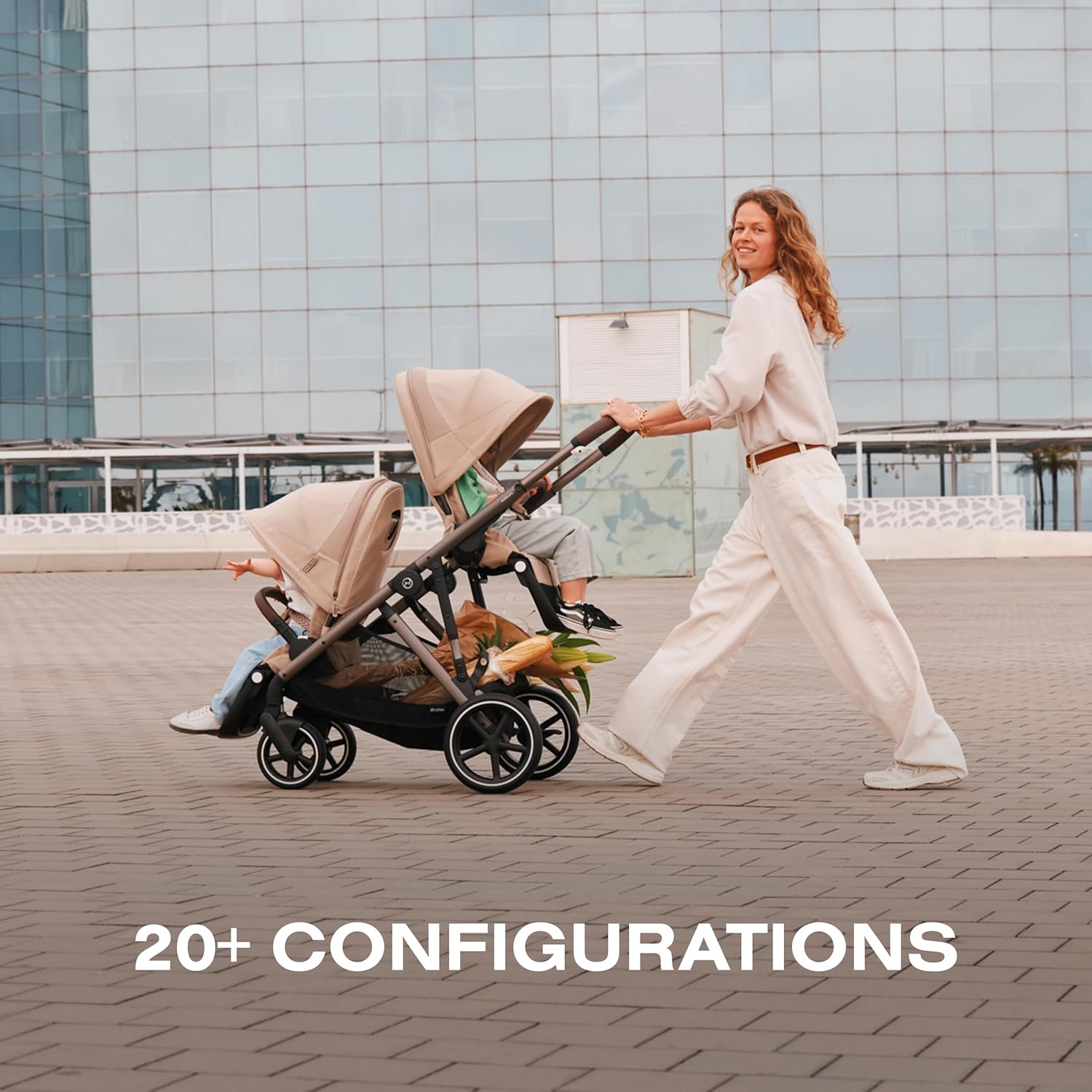Cybex Gazelle S All-in-One Toddler and Baby Stroller with Over 20 Modular Configurations Near-Flat Recline Moon Black Silver Frame Zevon