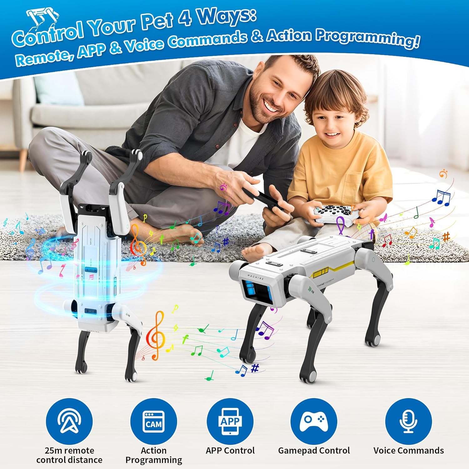 Dingdongwu Smart Robot Dog Interactive STEM Pet with Voice Control 30+ Actions & APP Programming Zevon