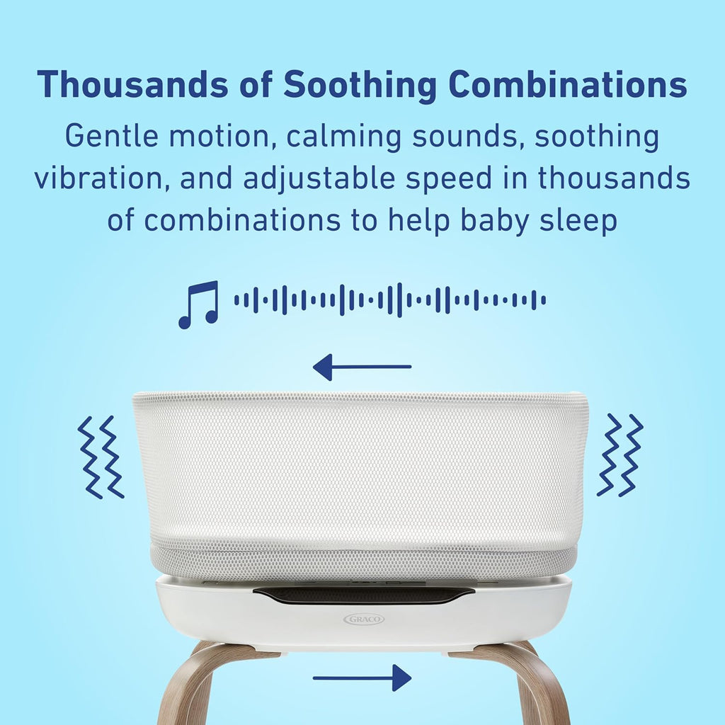 Graco SmartSense Soothing Baby Bassinet Automatically Detects and Responds to Cries for Newborns Up to 6 Months Zevon