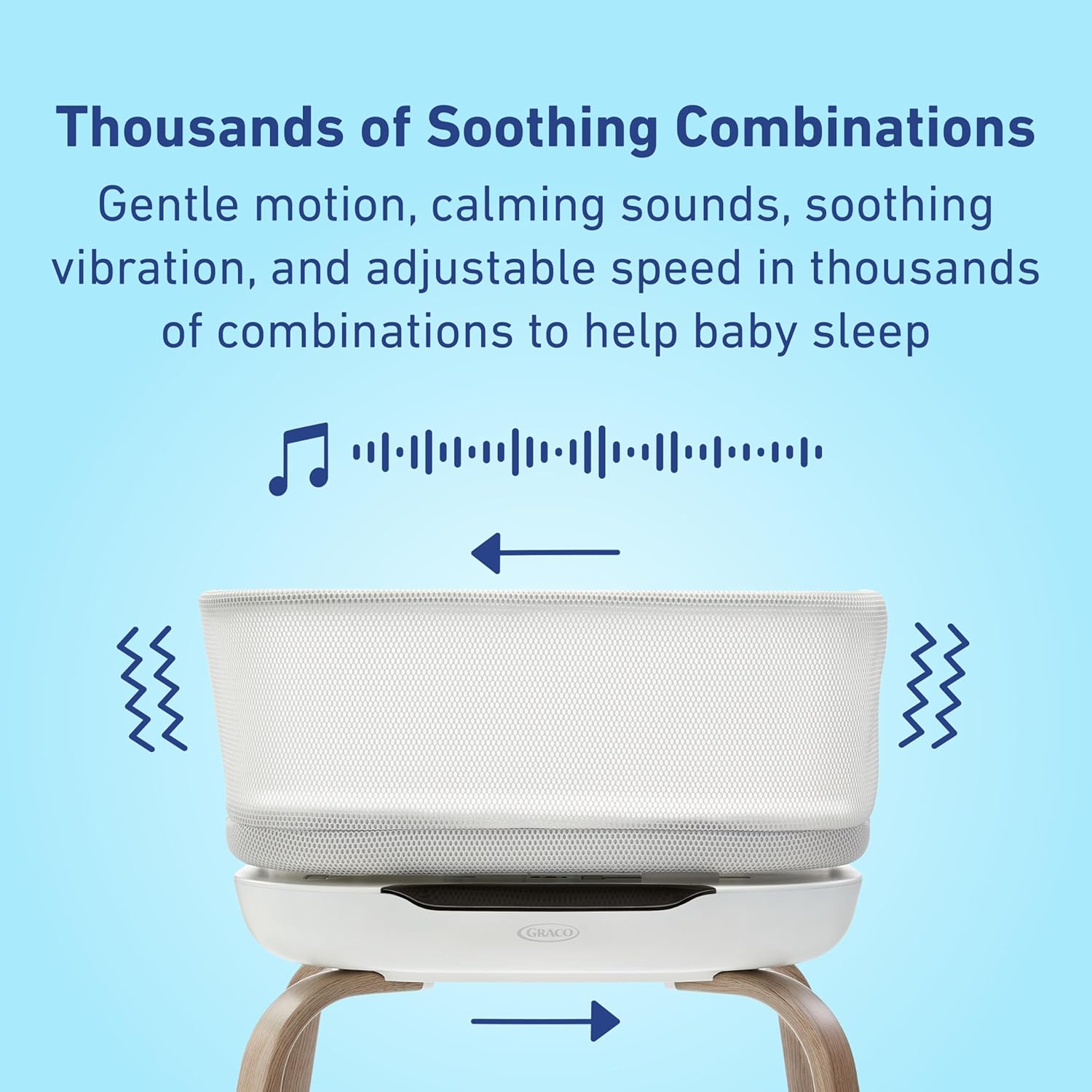 Graco SmartSense Soothing Baby Bassinet Automatically Detects and Responds to Cries for Newborns Up to 6 Months Zevon