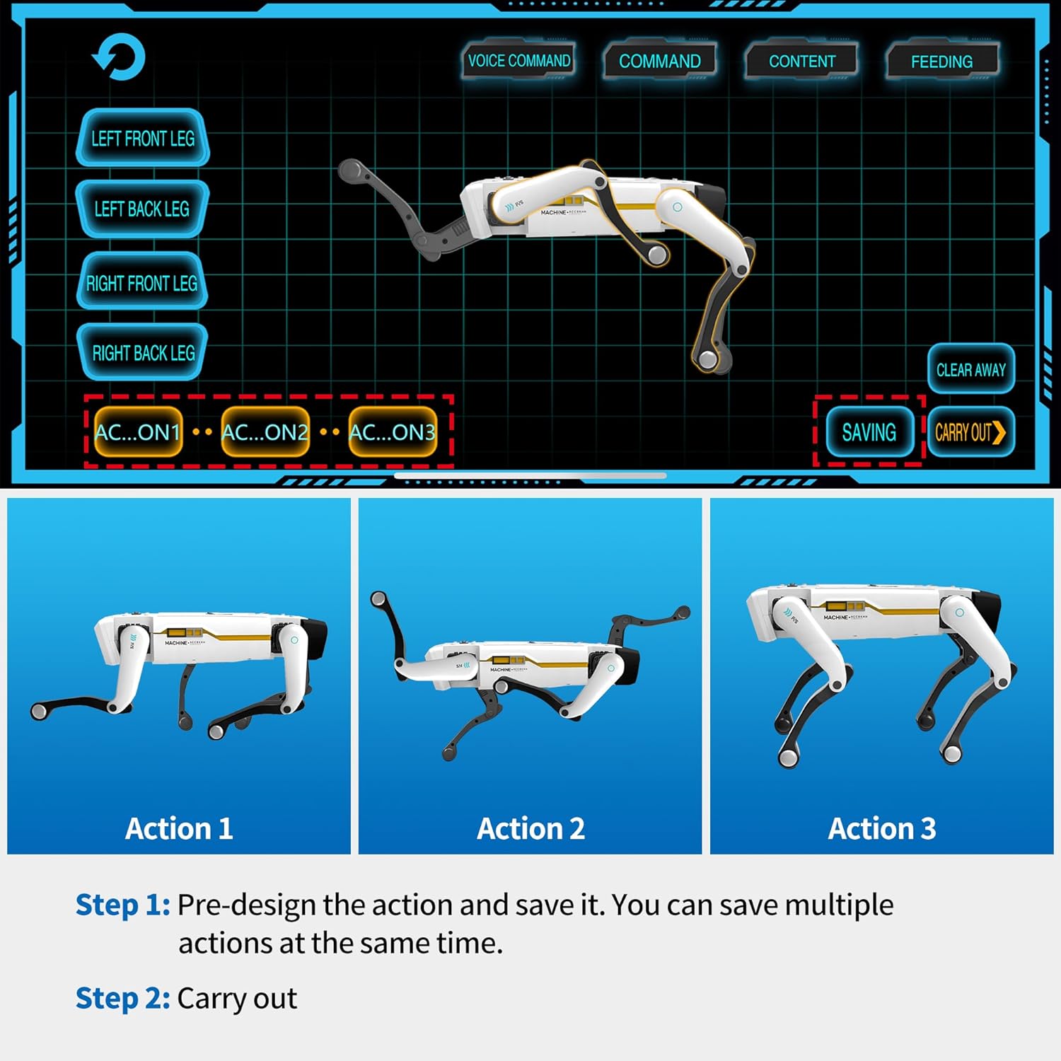Dingdongwu Smart Robot Dog Interactive STEM Pet with Voice Control 30+ Actions & APP Programming Zevon